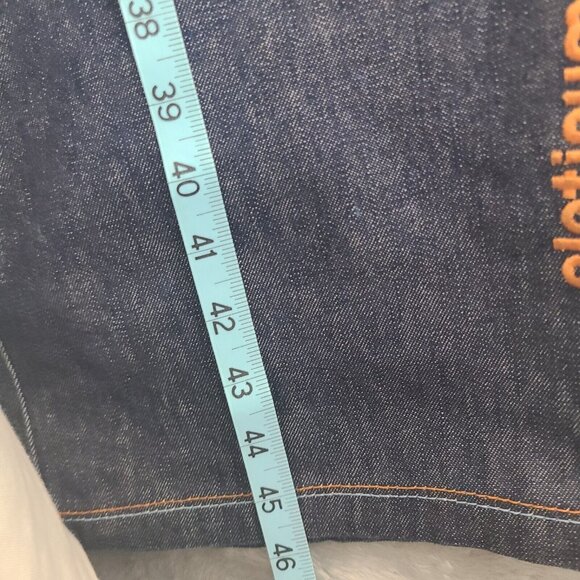 Vintage Platinum Fubu Y2k Fat Albert Baggy Embroidered Navy  Jeans Mens 38x34 - Picture 10 of 16